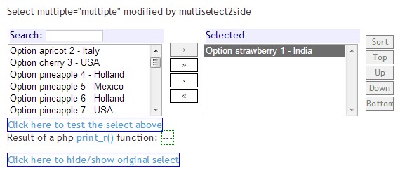 jQuery multiselect2side